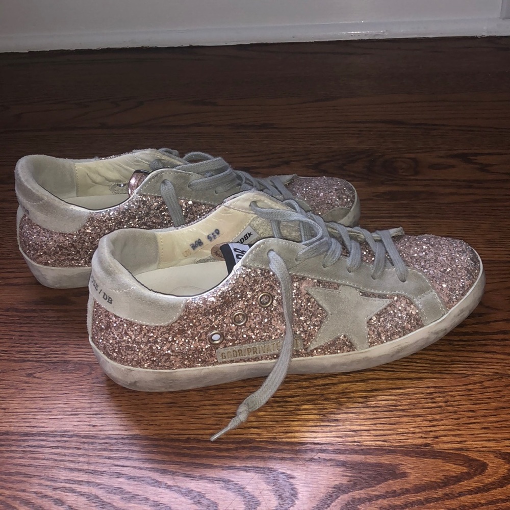 Pink Sparkly Golden Goose Sneakers